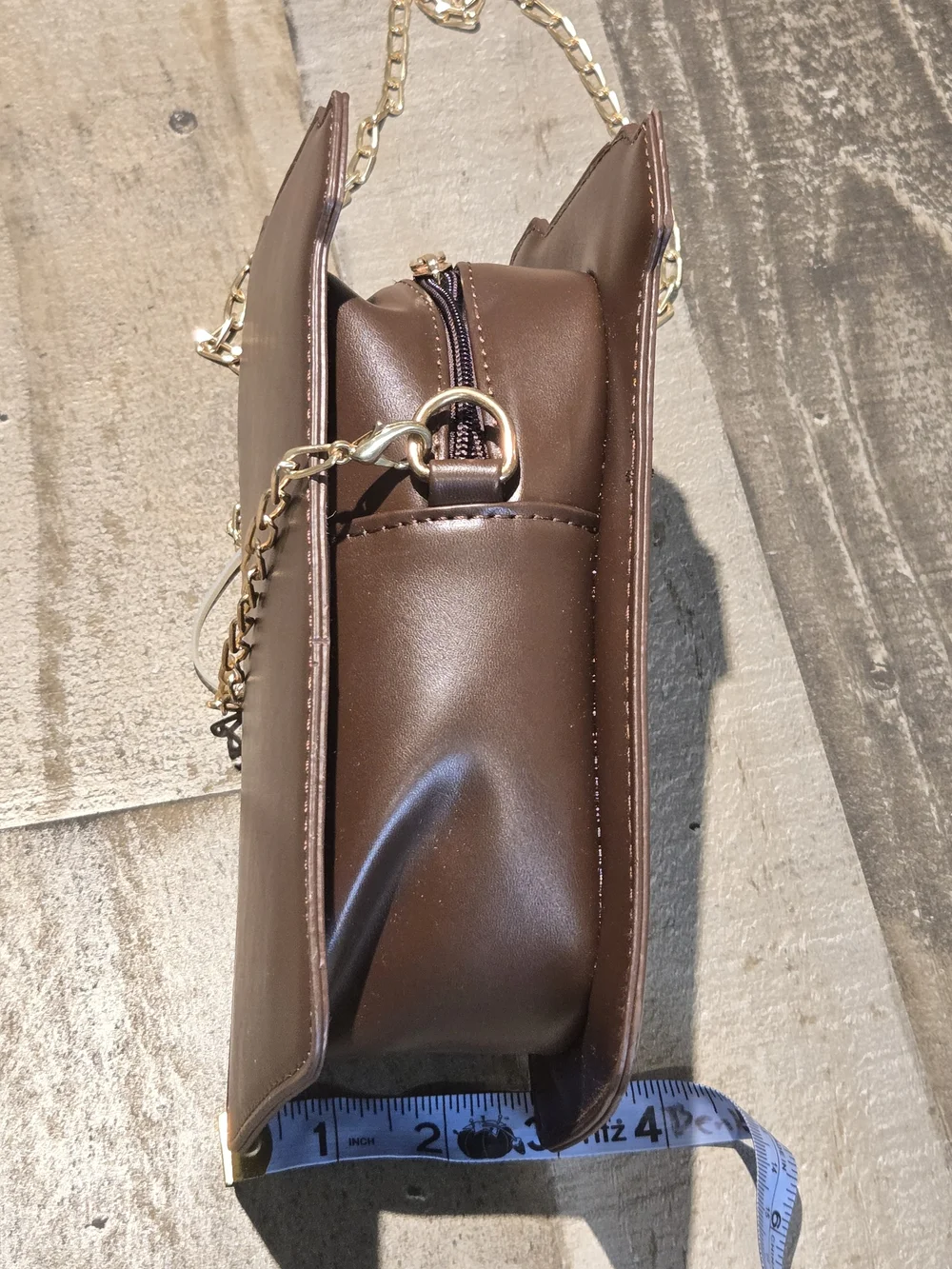 Coffee Cup Crossbody Bag in Brown with Gold Chain